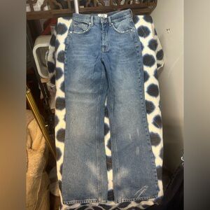 Free People Faded Wash Straight Leg Jeans